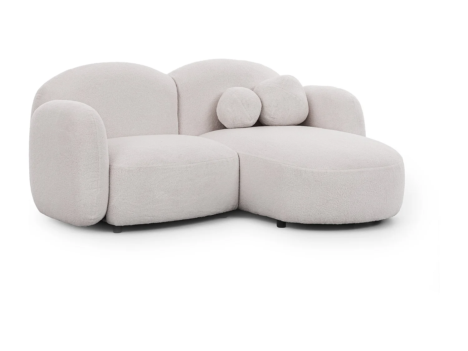 Nuvola - Moderne Ecksofa L-Form aus Weiß Bouclé-Stoff mit abgerundetem Design und hohem Sitzkomfort
