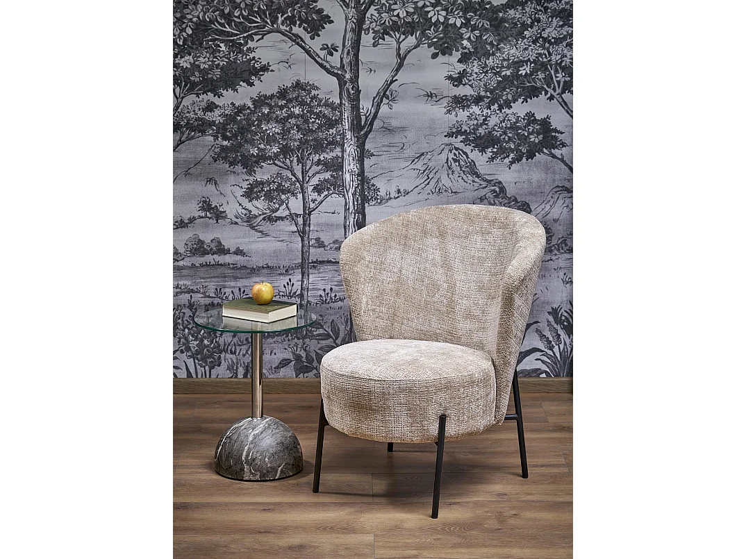 Poltrona Cezar/rivestimento in tessuto e metallo/Beige