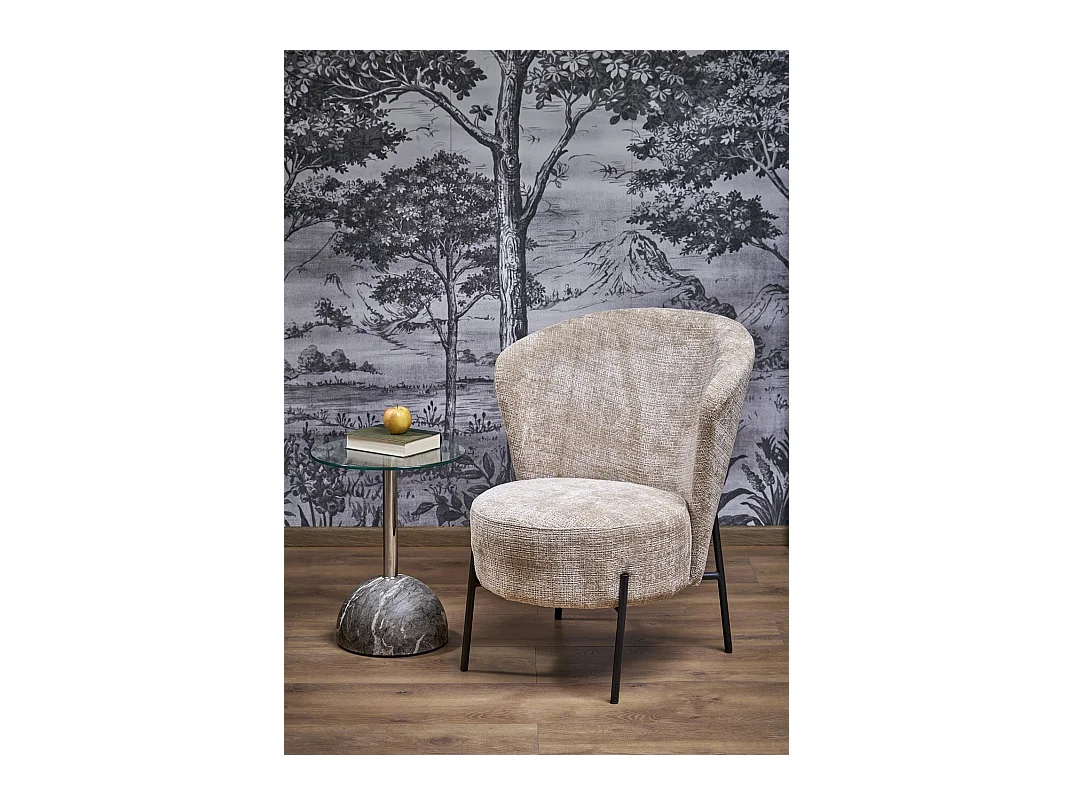 Poltrona Cezar/rivestimento in tessuto e metallo/Beige