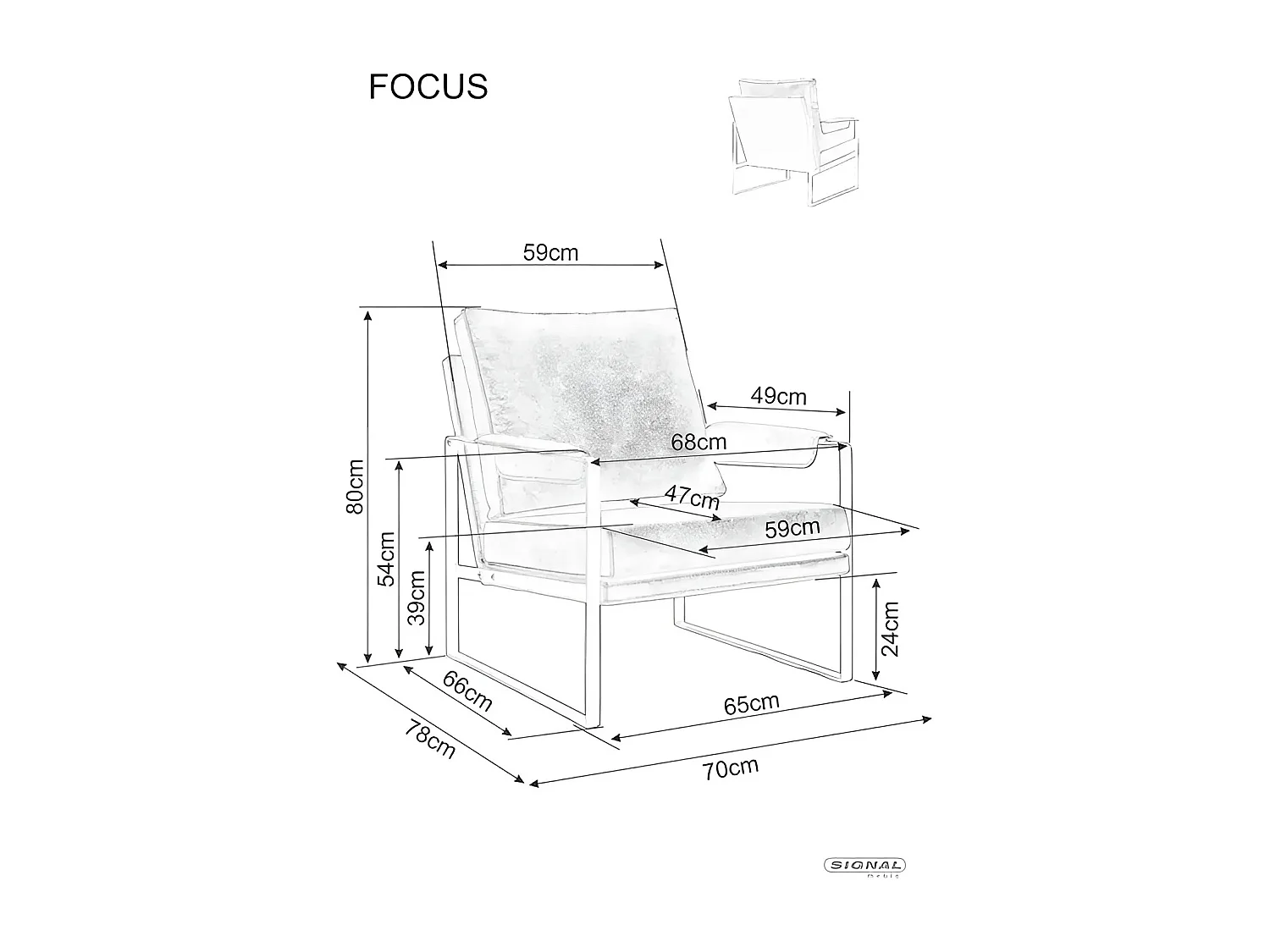 Fauteuil Focus/Tissu et Métal/Anthracite