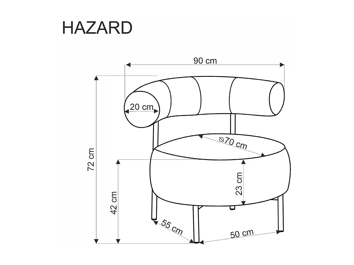 Poltrona Hazard/rivestimento in tessuto metallo/marrone