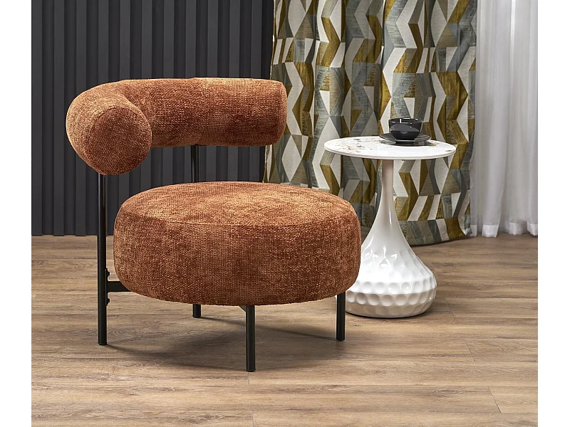 Poltrona Hazard/rivestimento in tessuto metallo/marrone