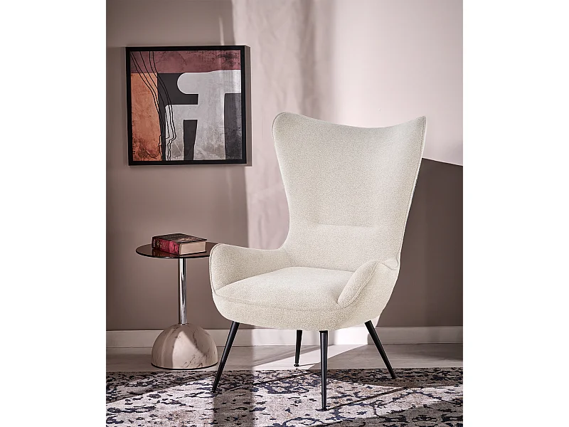 Fauteuil Yukon/revêtement tissu métal/Beige