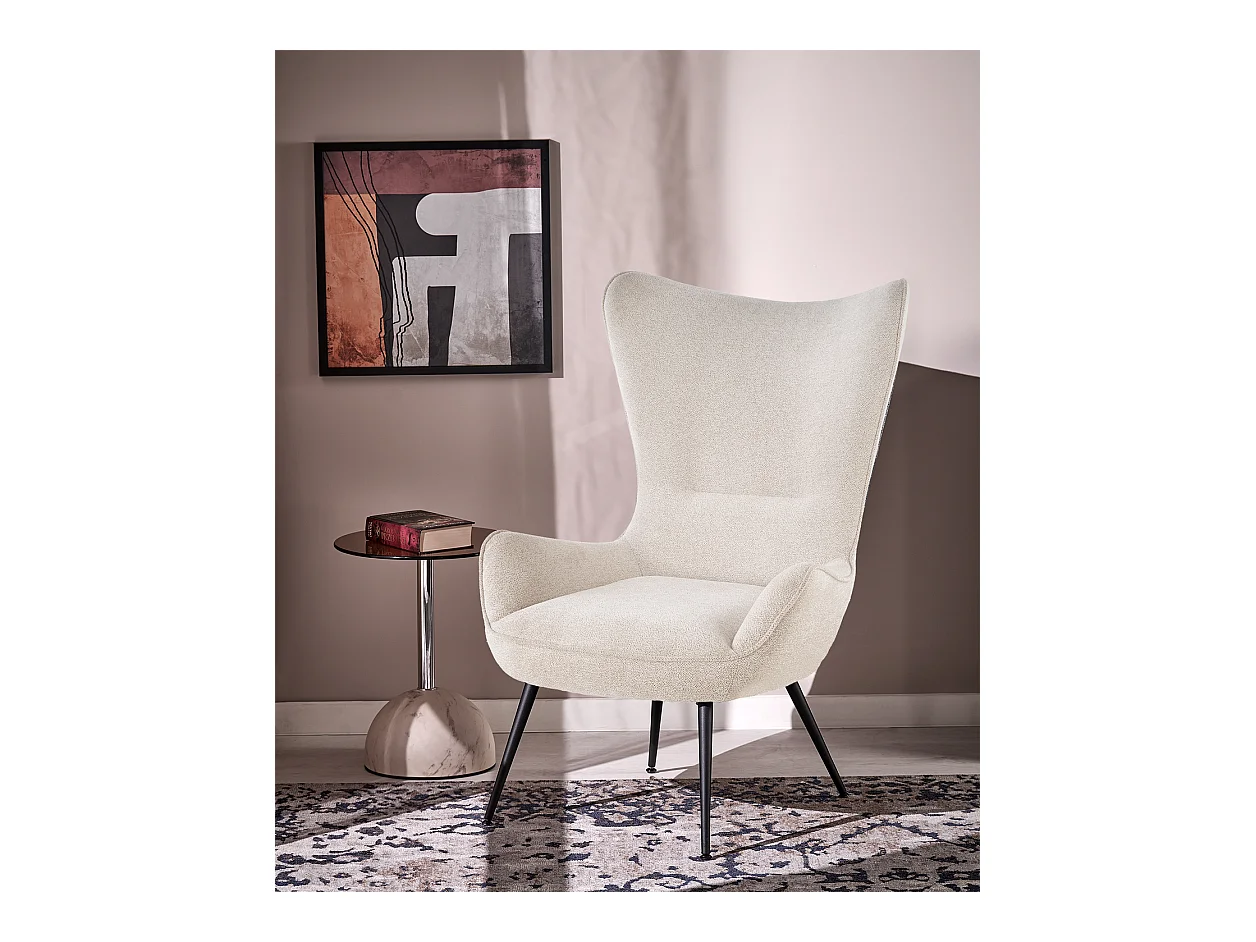 Poltrona Yukon/rivestimento in tessuto metallo/Beige