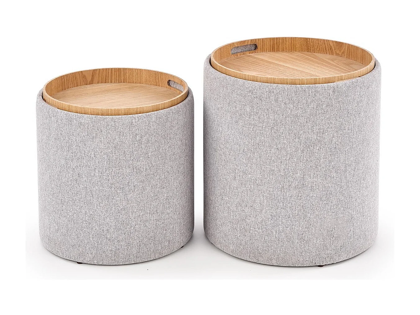 Pouf Set Aviko/Stoffbezug&Holz/Grau