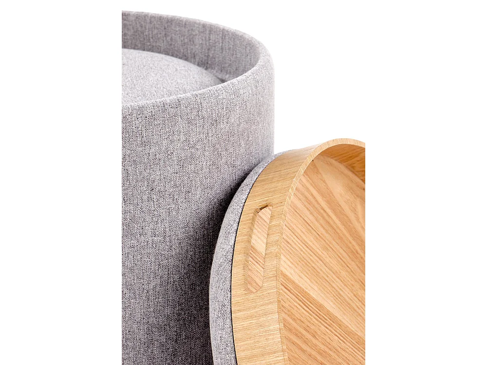 Pouf Set Aviko/Stoffbezug&Holz/Grau