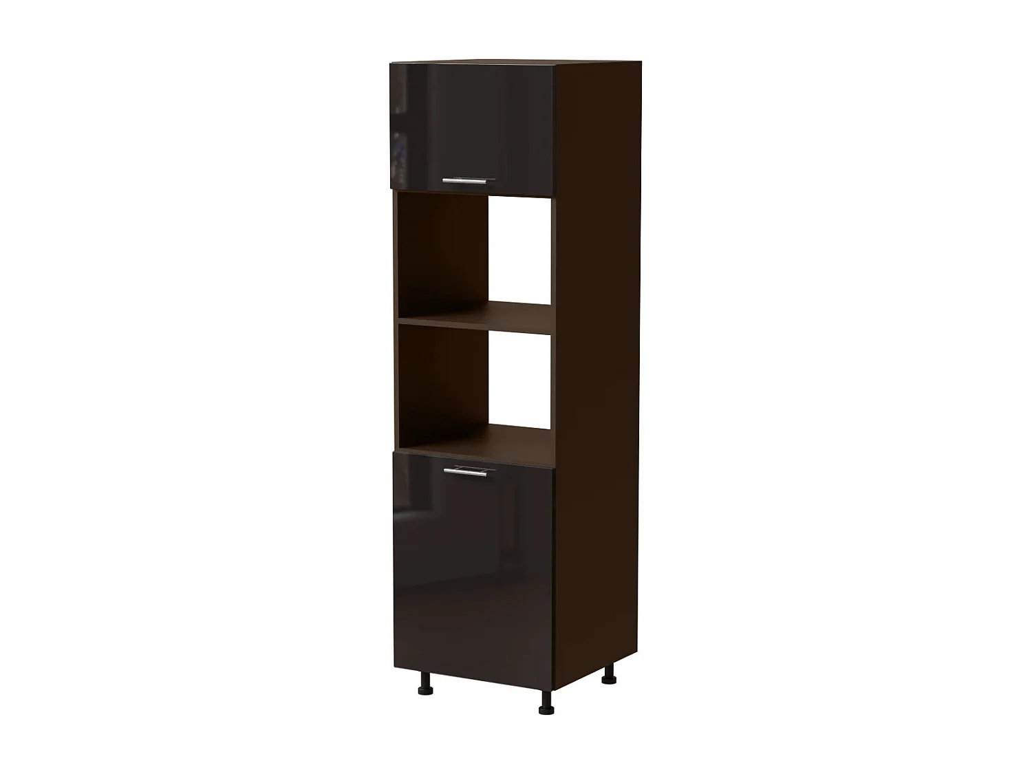 BACKOFENUMBAUSCHRANK Essen D14/RU/60/207 Schwarz Hochglanz / Lava Matt 60 / 59 / 207cm