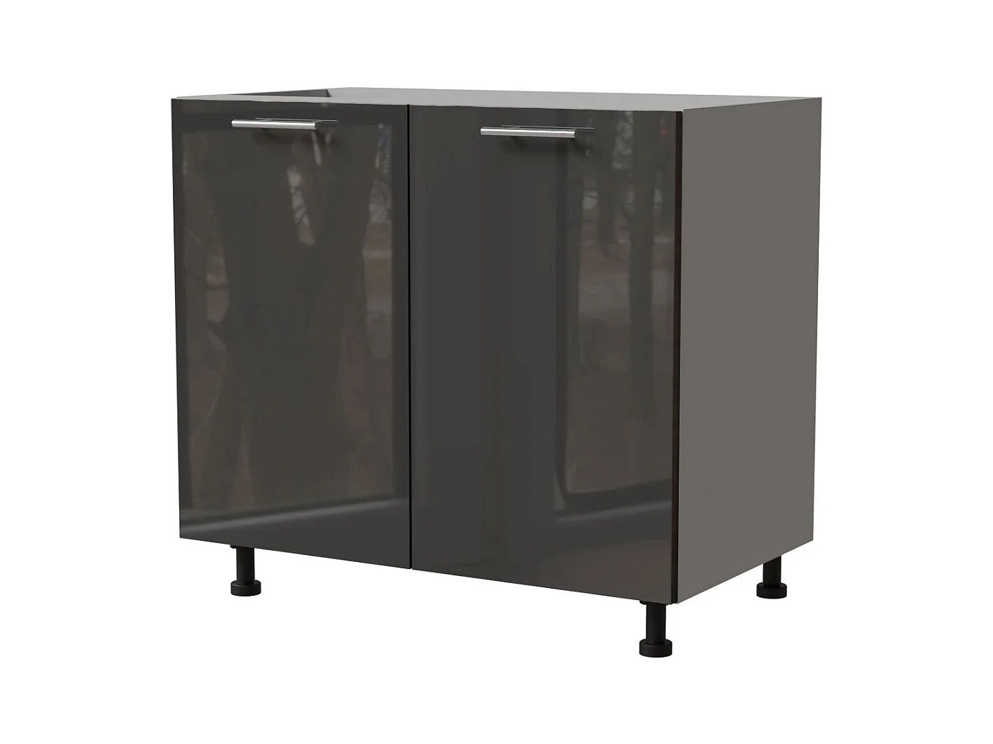 KÜCHENUNTERSCHRANK Essen D11/90 Graphit Hochglanz / Grau Matt 90 / 50 / 82cm