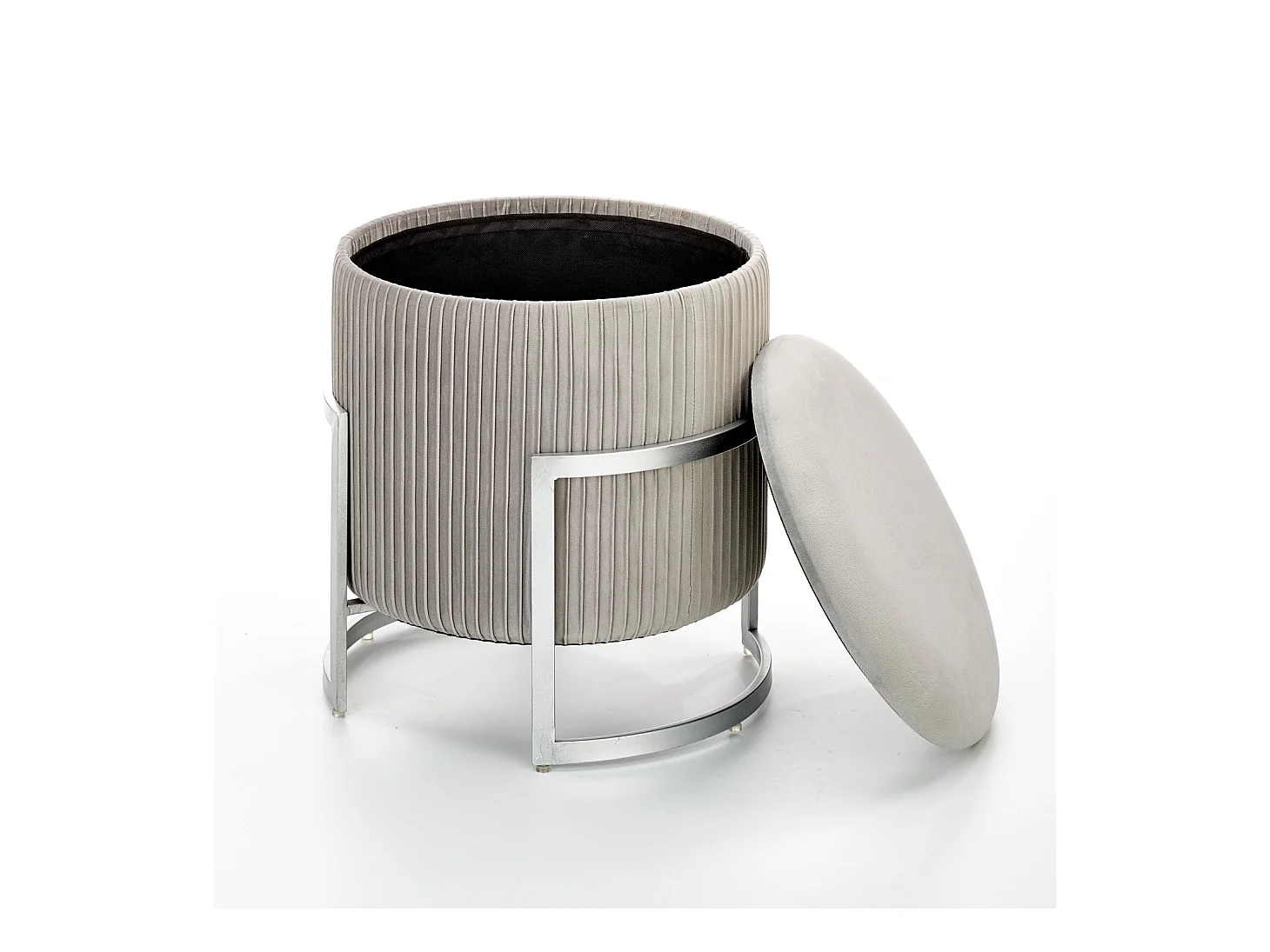 Hocker Cricket/Samtstoffbezug/Stauraum/Grau