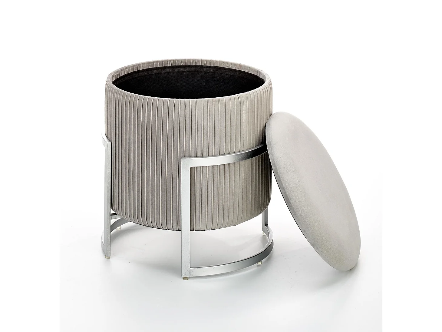 Hocker Cricket/Samtstoffbezug/Stauraum/Grau