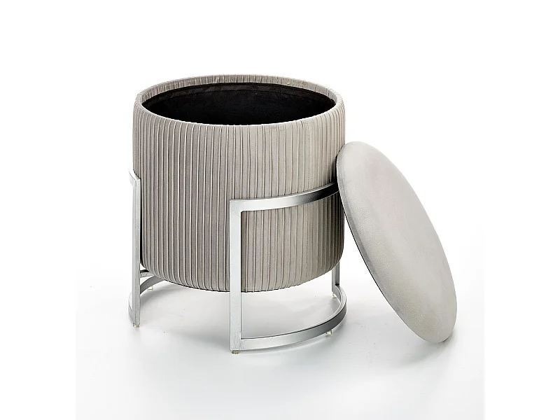 Sgabello Cricket/Rivestimento in tessuto di velluto/Spazio di archiviazione/grigio