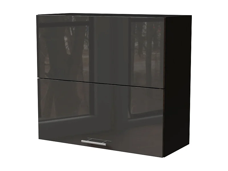 KÜCHENHÄNGESCHRANK Essen W8B/80-AV Graphit Hochglanz / Schwarz Matt 80 / 32,5 / 72cm