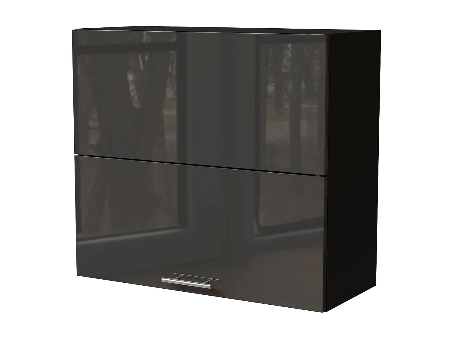 KÜCHENHÄNGESCHRANK Essen W8B/80-AV Graphit Hochglanz / Schwarz Matt 80 / 32,5 / 72cm