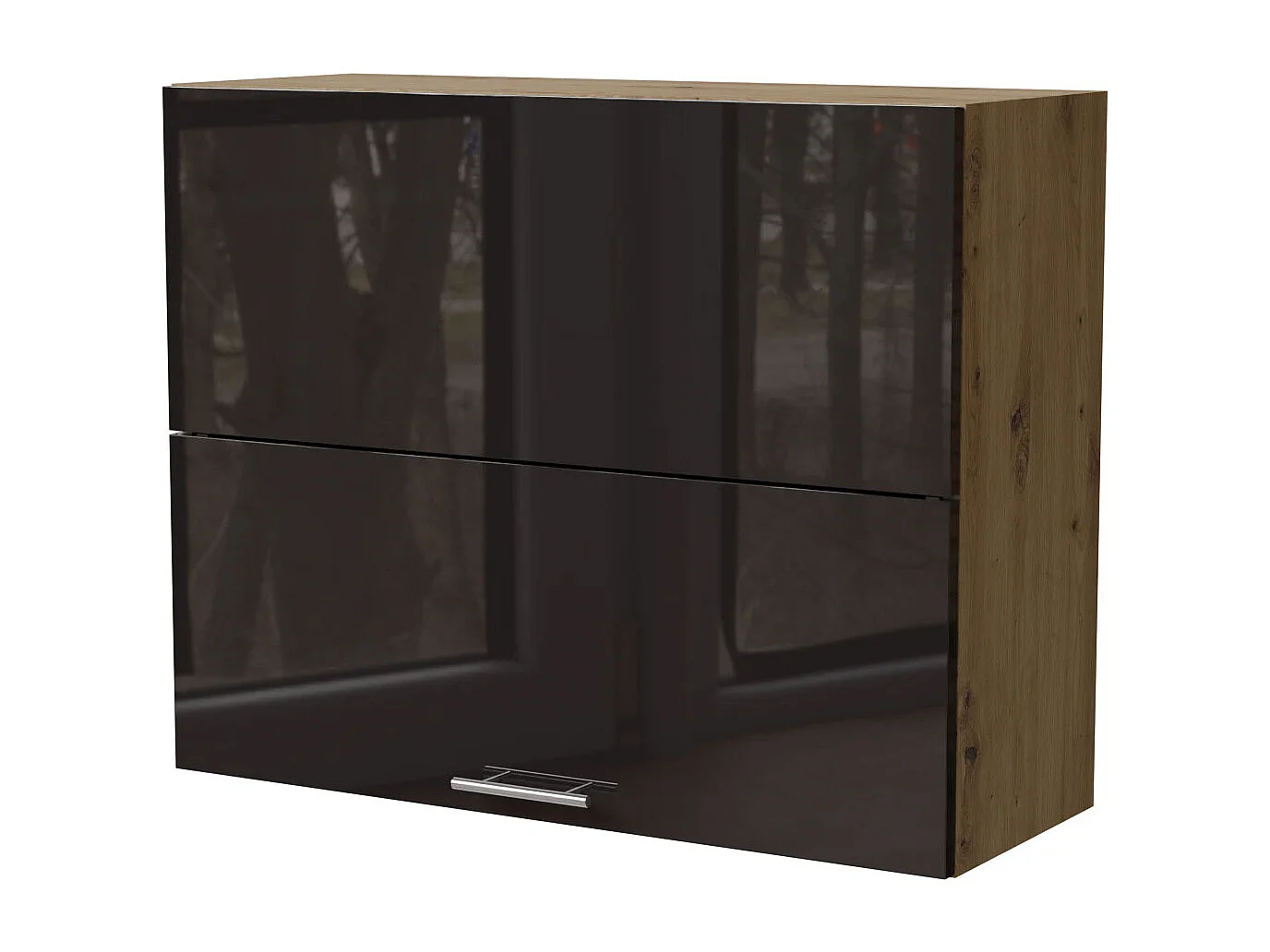 KÜCHENHÄNGESCHRANK Essen W8B/90-AV Schwarz Hochglanz / Eiche Artisan Matt 90 / 32,5 / 72cm