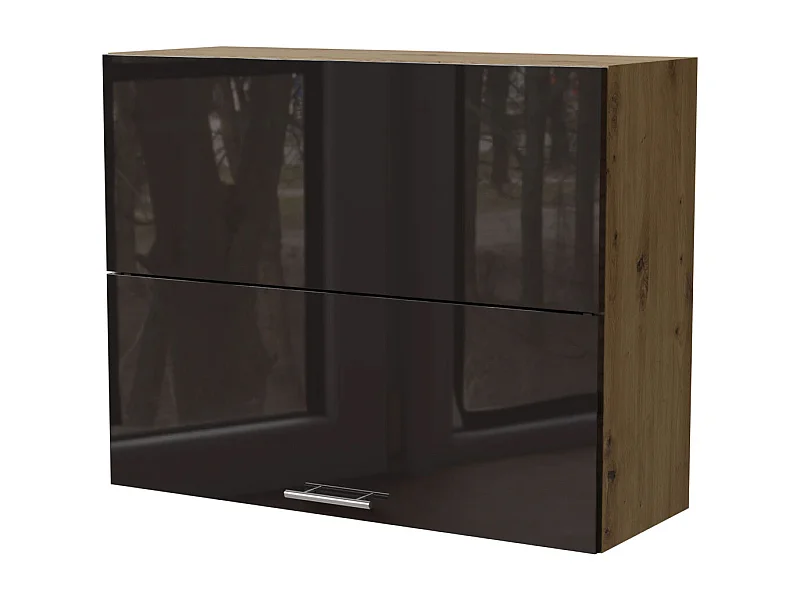 KÜCHENHÄNGESCHRANK Essen W8B/90-AV Schwarz Hochglanz / Eiche Artisan Matt 90 / 32,5 / 72cm