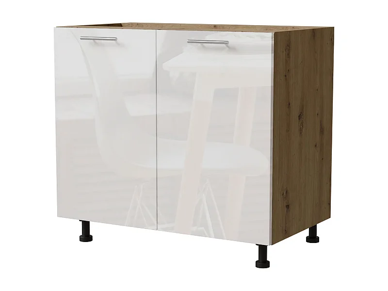 KÜCHENUNTERSCHRANK Essen D11/90 Weiß Hochglanz / Eiche Artisan Matt 90 / 50 / 82cm