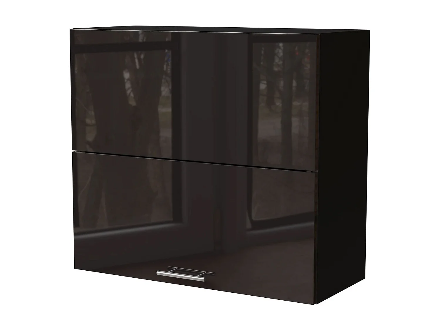KÜCHENHÄNGESCHRANK Essen W8B/80-AV Schwarz Hochglanz / Schwarz Matt 80 / 32,5 / 72cm