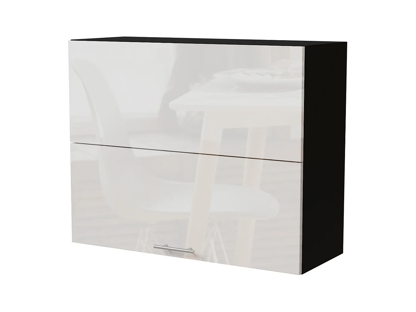 KÜCHENHÄNGESCHRANK Essen W8B/90-AV Weiß Hochglanz / Schwarz Matt 90 / 32,5 / 72cm