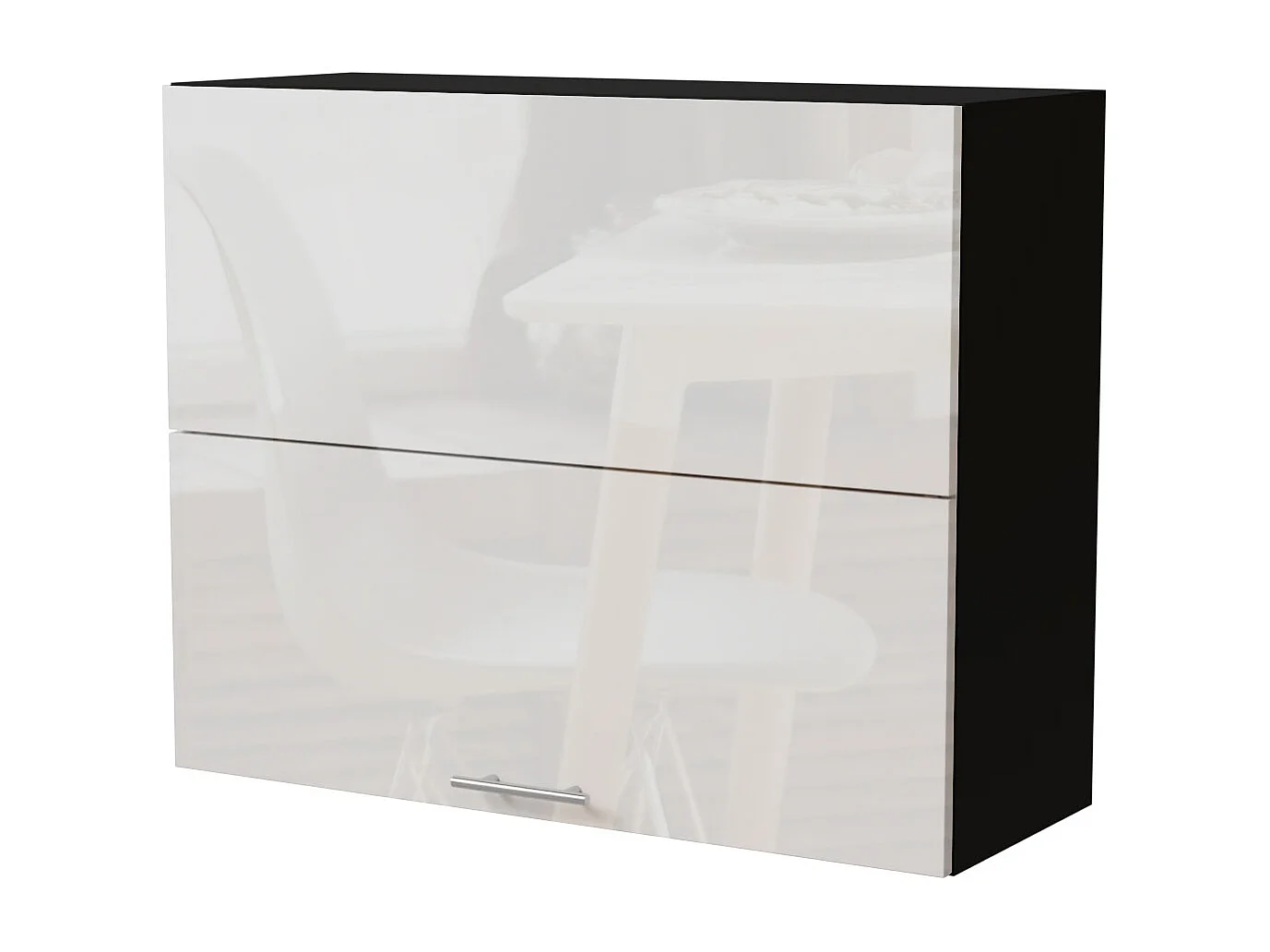 KÜCHENHÄNGESCHRANK Essen W8B/90-AV Weiß Hochglanz / Schwarz Matt 90 / 32,5 / 72cm