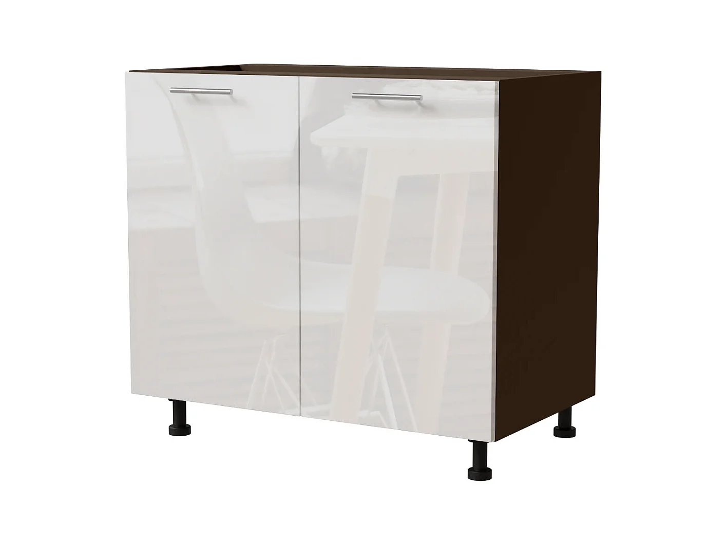 KÜCHENUNTERSCHRANK Essen D11/90 Weiß Hochglanz / Lava Matt 90 / 50 / 82cm