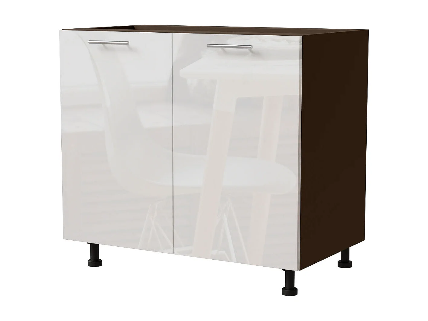 KÜCHENUNTERSCHRANK Essen D11/90 Weiß Hochglanz / Lava Matt 90 / 50 / 82cm