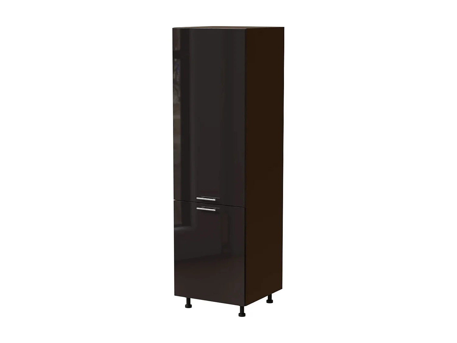 KÜHLSCHRANKUMBAUSCHRANK Essen D14/DL/60/207 Schwarz Hochglanz / Lava Matt 60 / 59 / 207cm