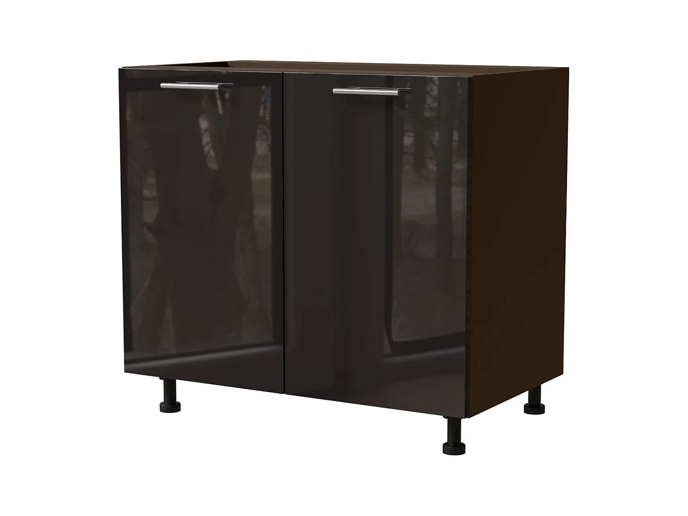 KÜCHENUNTERSCHRANK Essen D11/90 Schwarz Hochglanz / Lava Matt 90 / 50 / 82cm
