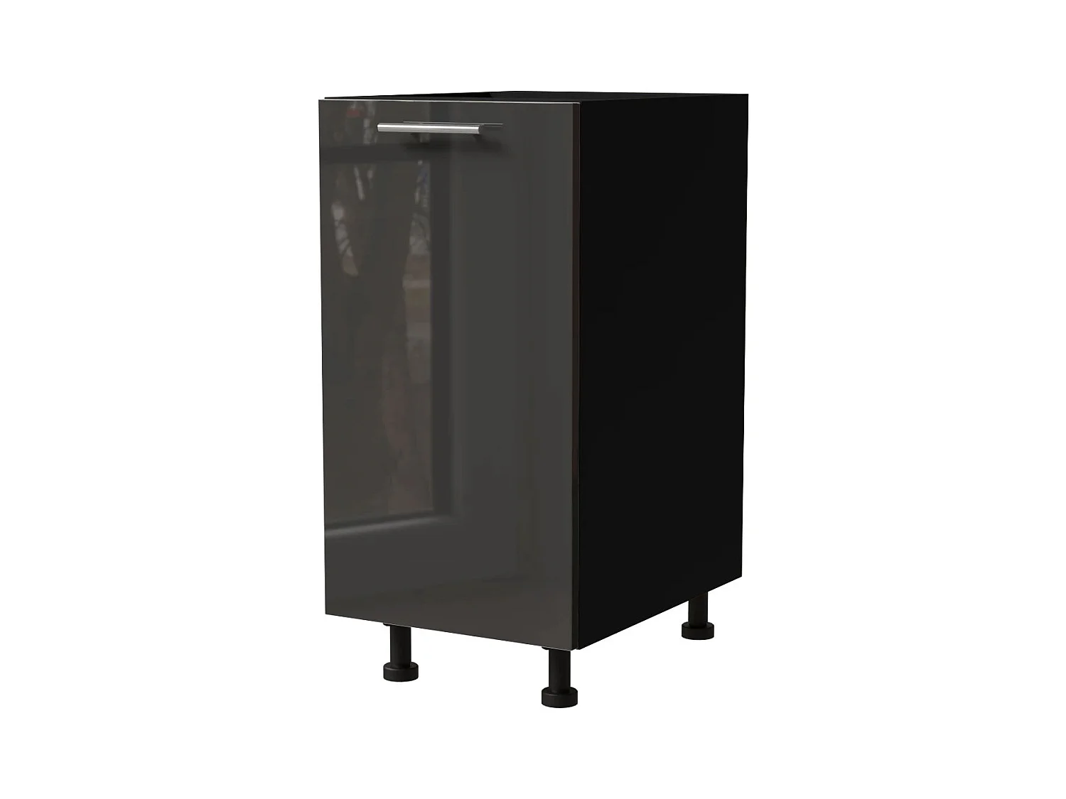 KÜCHENUNTERSCHRANK Essen D1D/40/kargo Graphit Hochglanz / Schwarz Matt 40 / 50 / 82cm