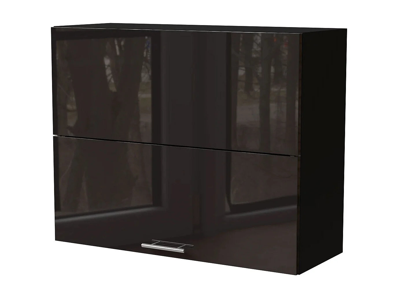KÜCHENHÄNGESCHRANK Essen W8B/90-AV Schwarz Hochglanz / Schwarz Matt 90 / 32,5 / 72cm