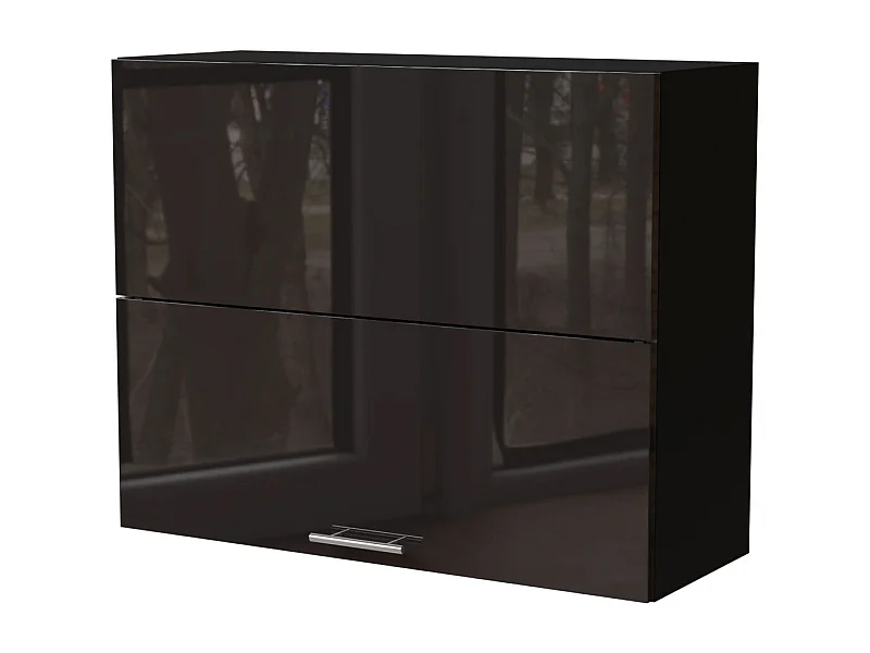 KÜCHENHÄNGESCHRANK Essen W8B/90-AV Schwarz Hochglanz / Schwarz Matt 90 / 32,5 / 72cm
