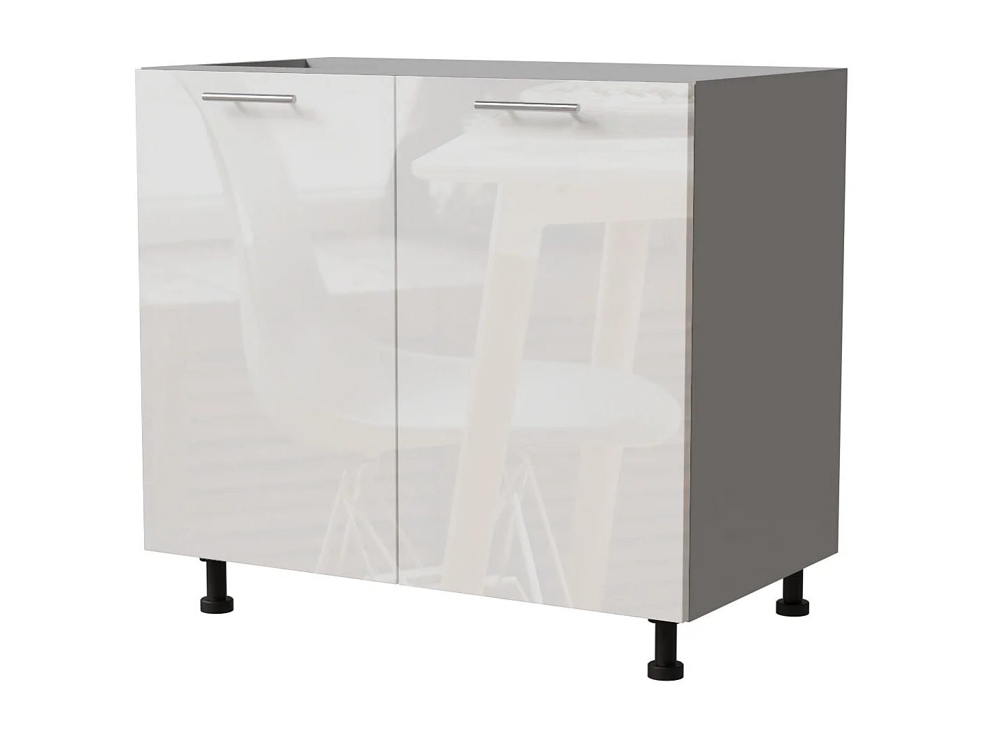 KÜCHENUNTERSCHRANK Essen D11/90 Weiß Hochglanz / Grau Matt 90 / 50 / 82cm