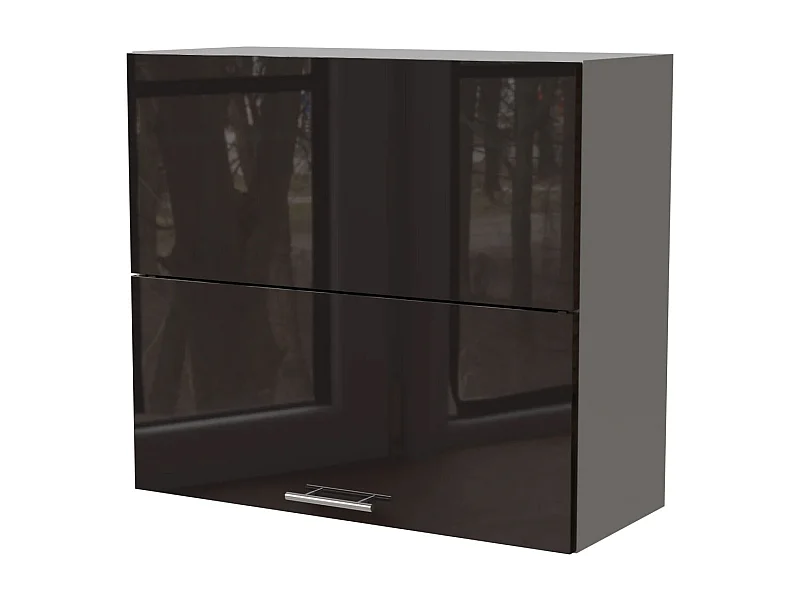 KÜCHENHÄNGESCHRANK Essen W8B/80-AV Schwarz Hochglanz / Grau Matt 80 / 32,5 / 72cm