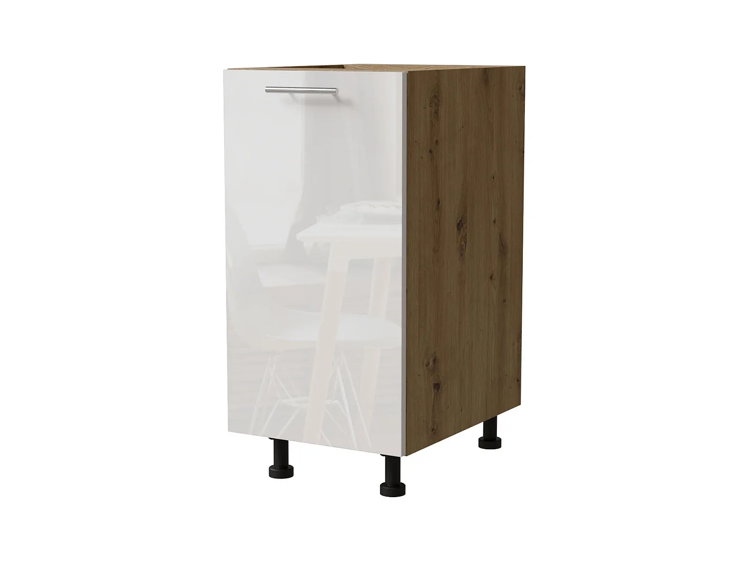 KÜCHENUNTERSCHRANK Essen D1D/40/kargo Weiß Hochglanz / Eiche Artisan Matt 40 / 50 / 82cm