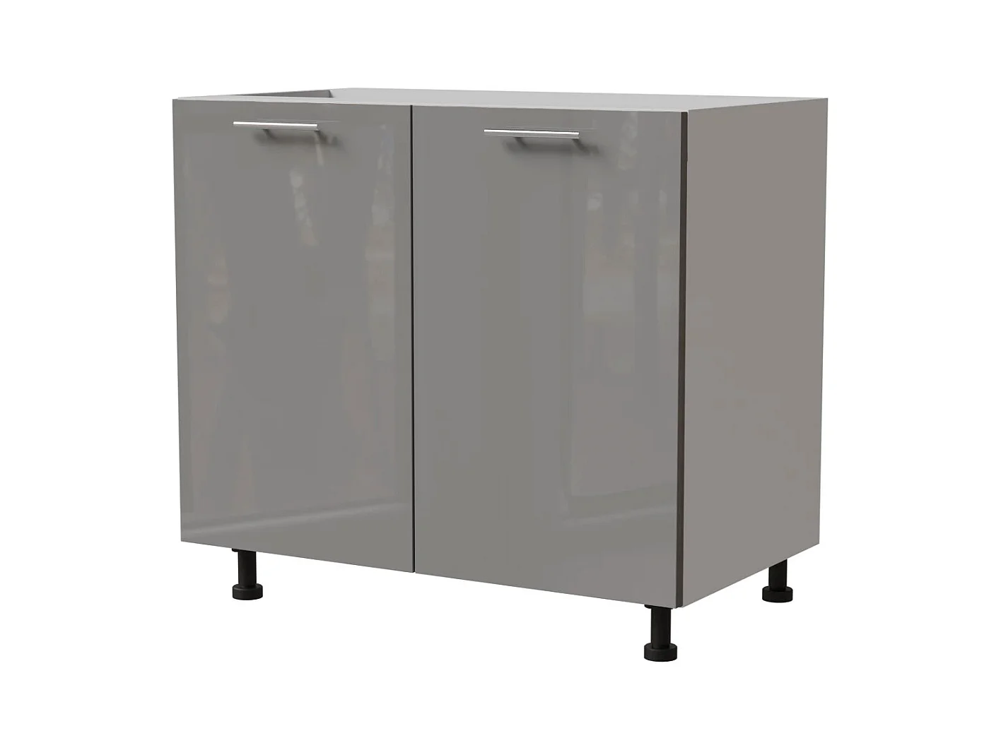 KÜCHENUNTERSCHRANK Essen D11/90 Grau Hochglanz / Weiß Matt 90 / 50 / 82cm