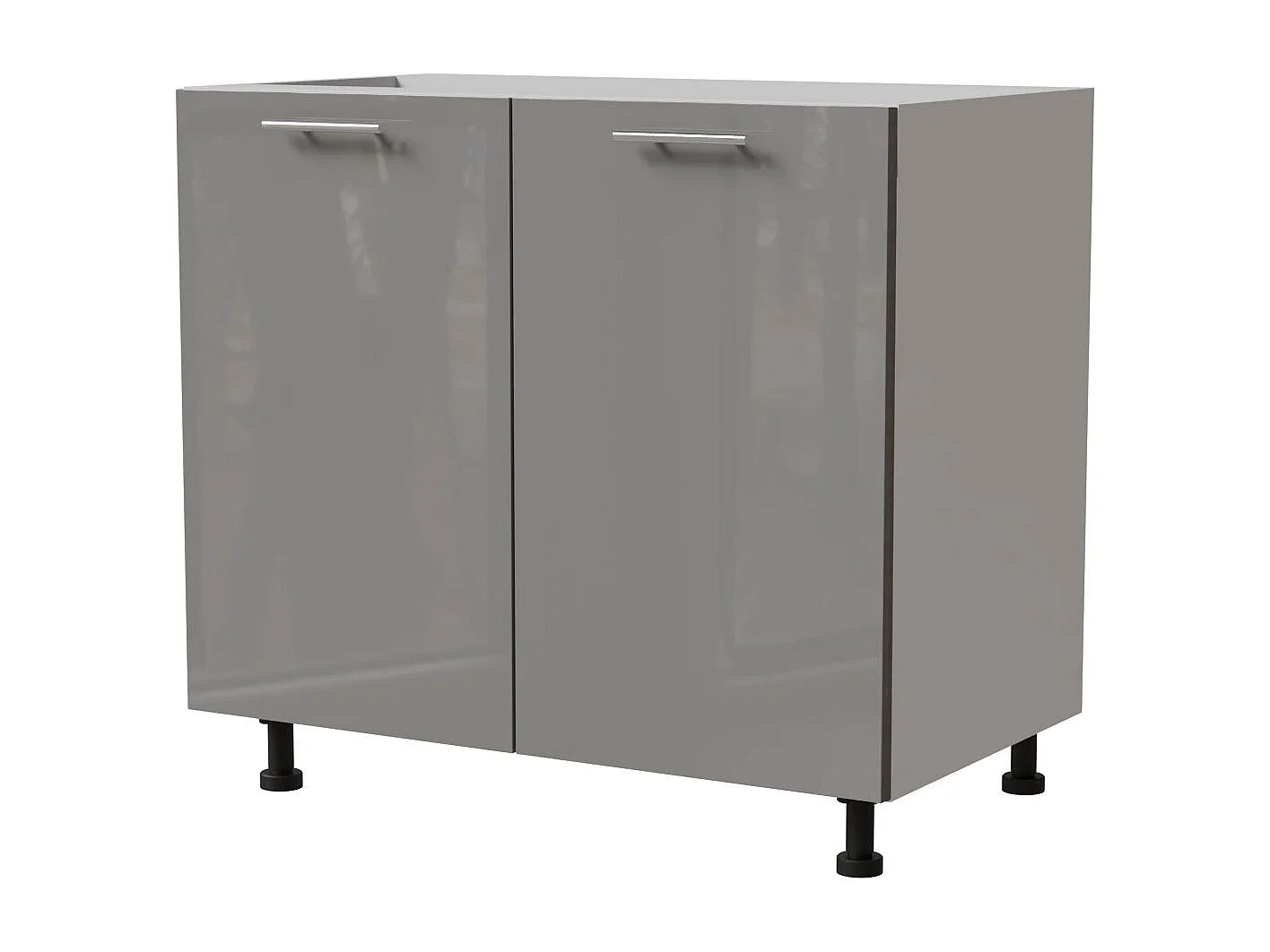 KÜCHENUNTERSCHRANK Essen D11/90 Grau Hochglanz / Weiß Matt 90 / 50 / 82cm