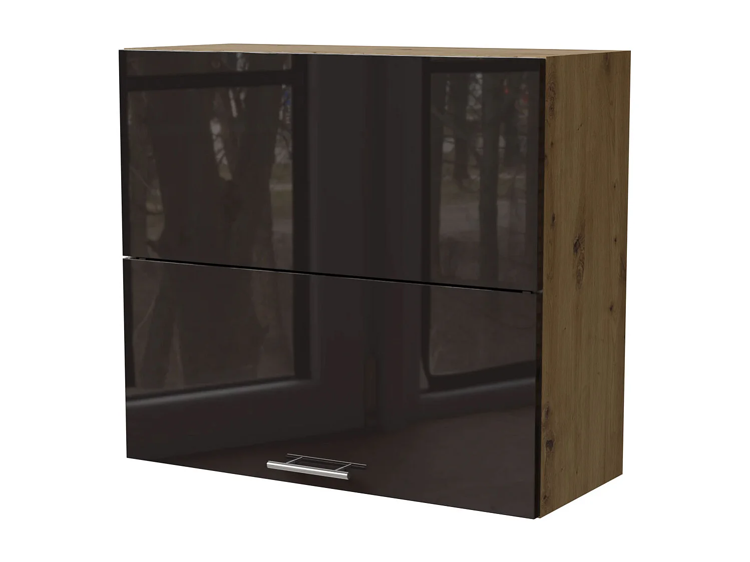 KÜCHENHÄNGESCHRANK Essen W8B/80-AV Schwarz Hochglanz / Eiche Artisan Matt 80 / 32,5 / 72cm