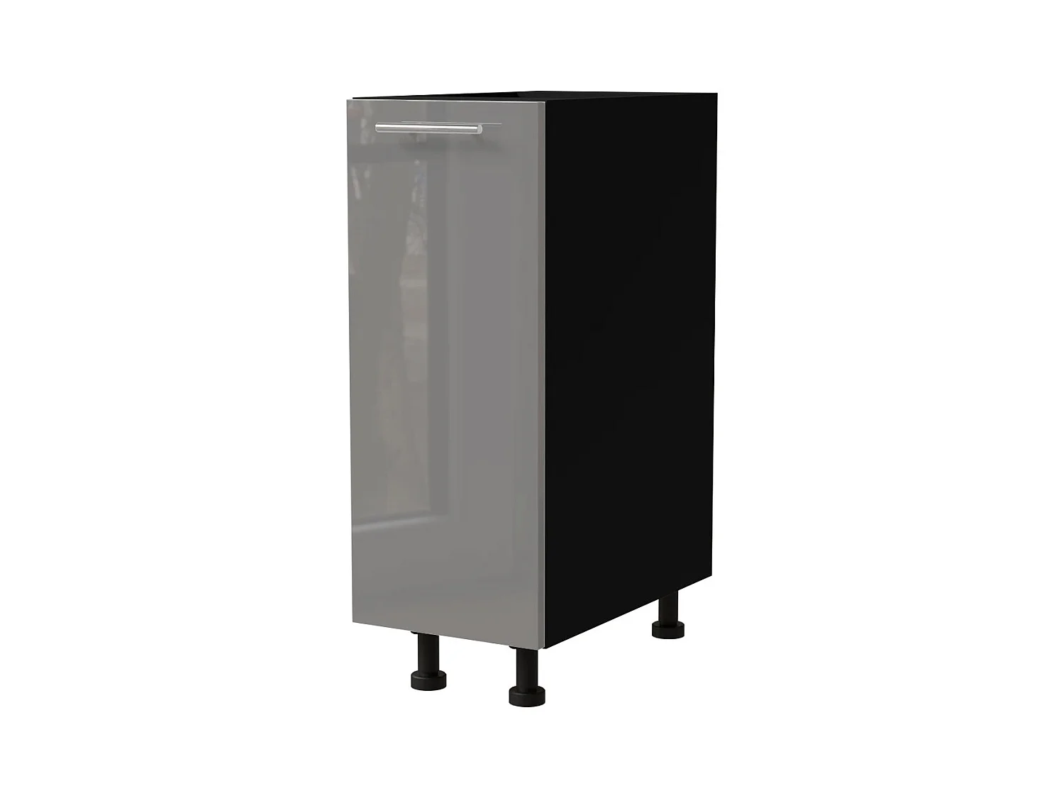 KÜCHENUNTERSCHRANK Essen D1D/30/kargo Grau Hochglanz / Schwarz Matt 30 / 50 / 82cm