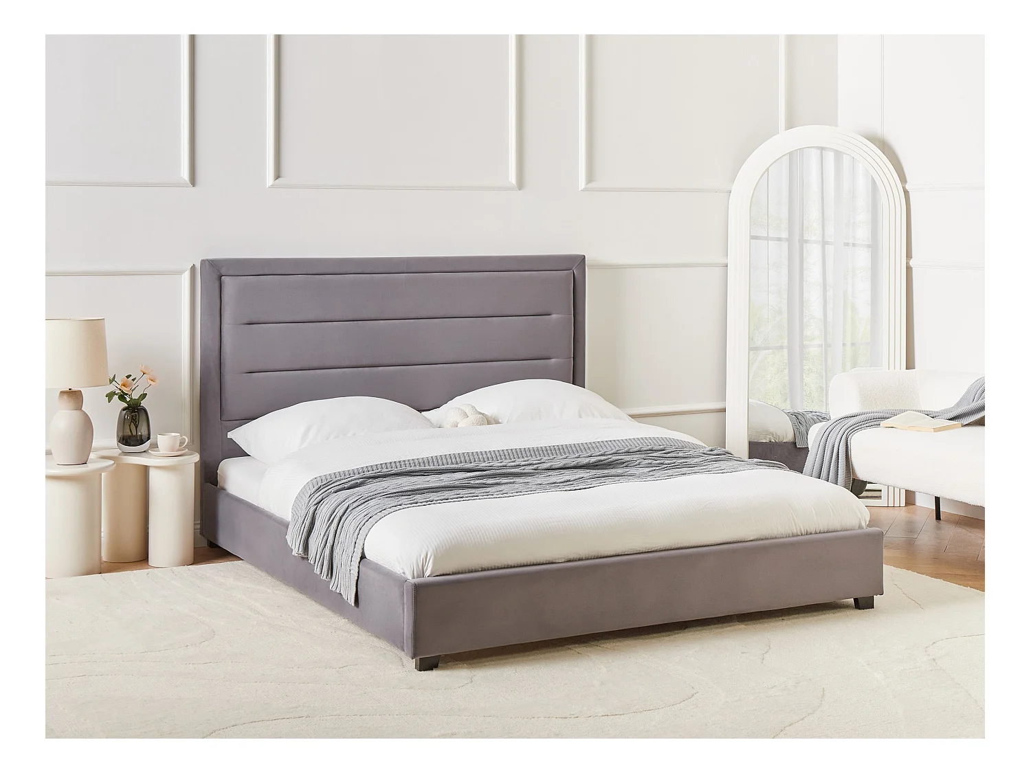 Lit à eau Velours ROUEN 160 x 200 cm Gris foncé