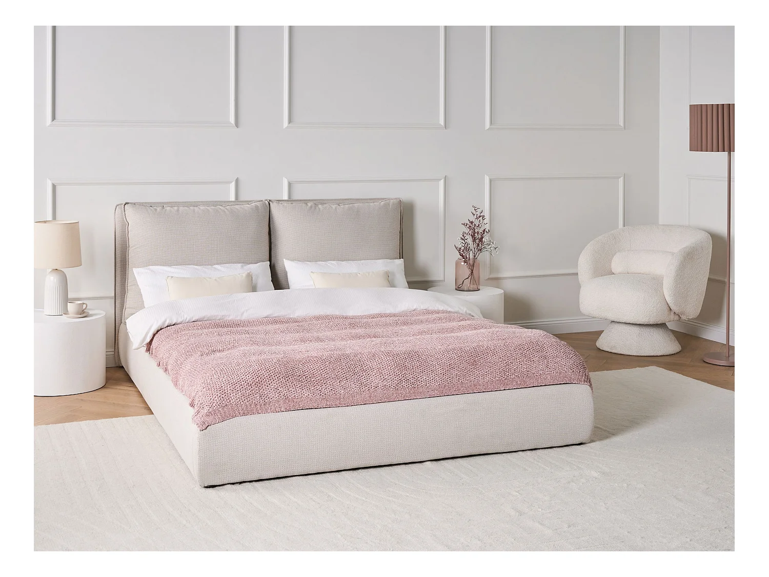 Lit à eau Tissu BAJONNA 160 x 200 cm Beige