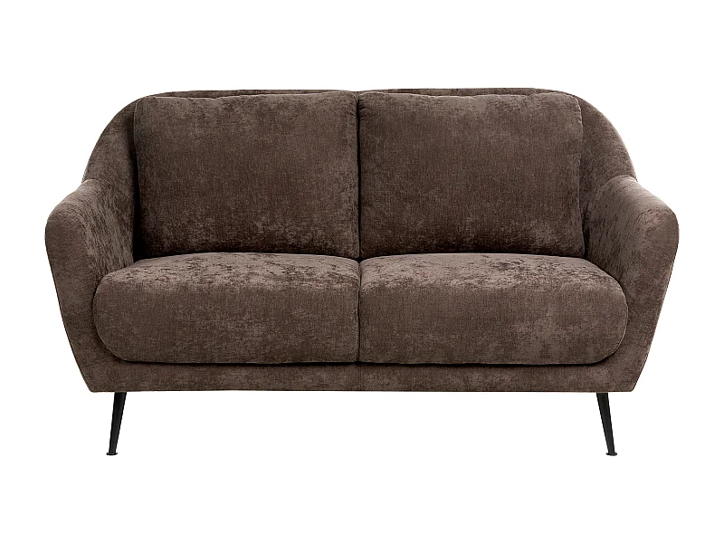 Canapé 2 places EIBY Tissu chenille Marron foncé