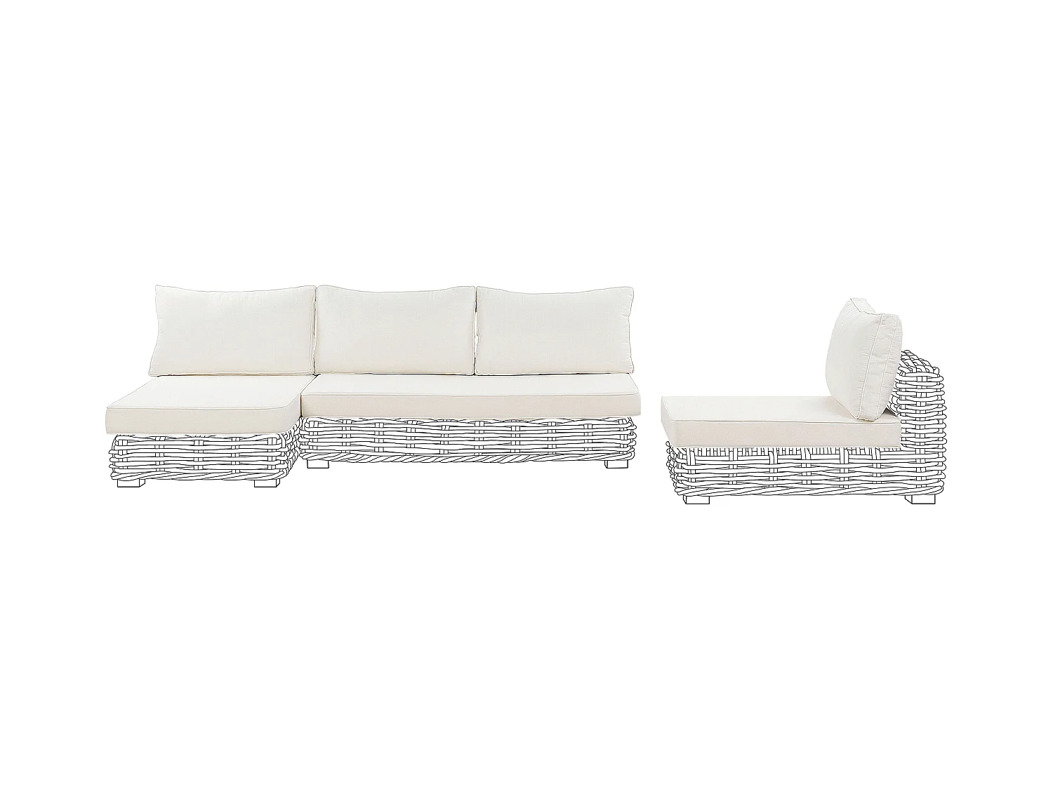 Ensemble de housses de coussins d'extérieur VARALLO Blanc cassé