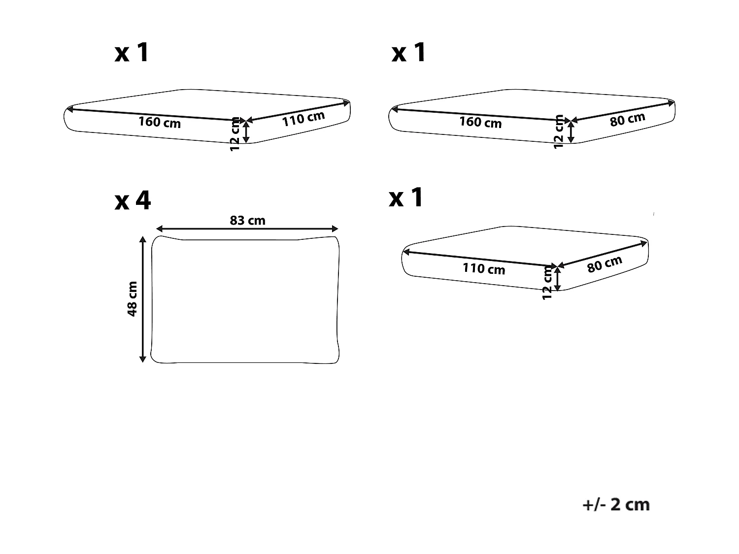 Ensemble de housses de coussins d'extérieur VARALLO Blanc cassé