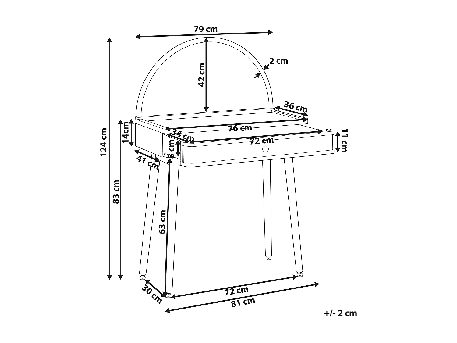 Coiffeuse avec miroir RANCHERIA Marron clair