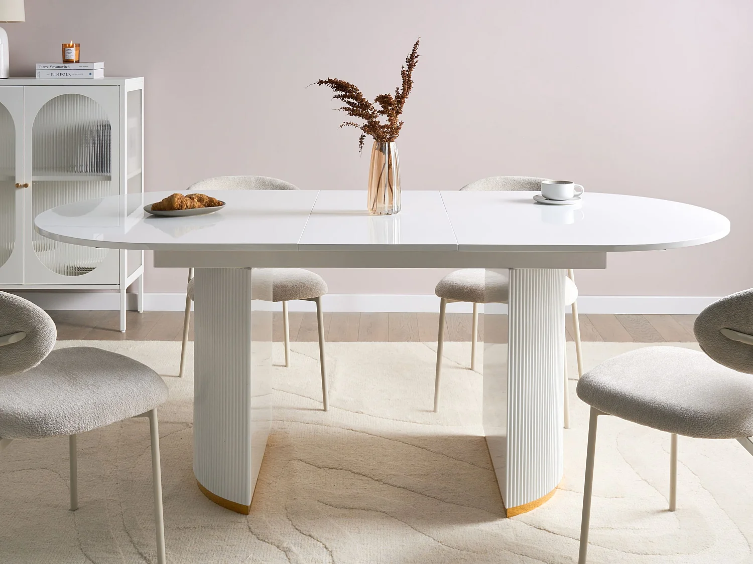 Table de salle à manger extensible DULVERTON Blanc 160/200 cm 90 cm