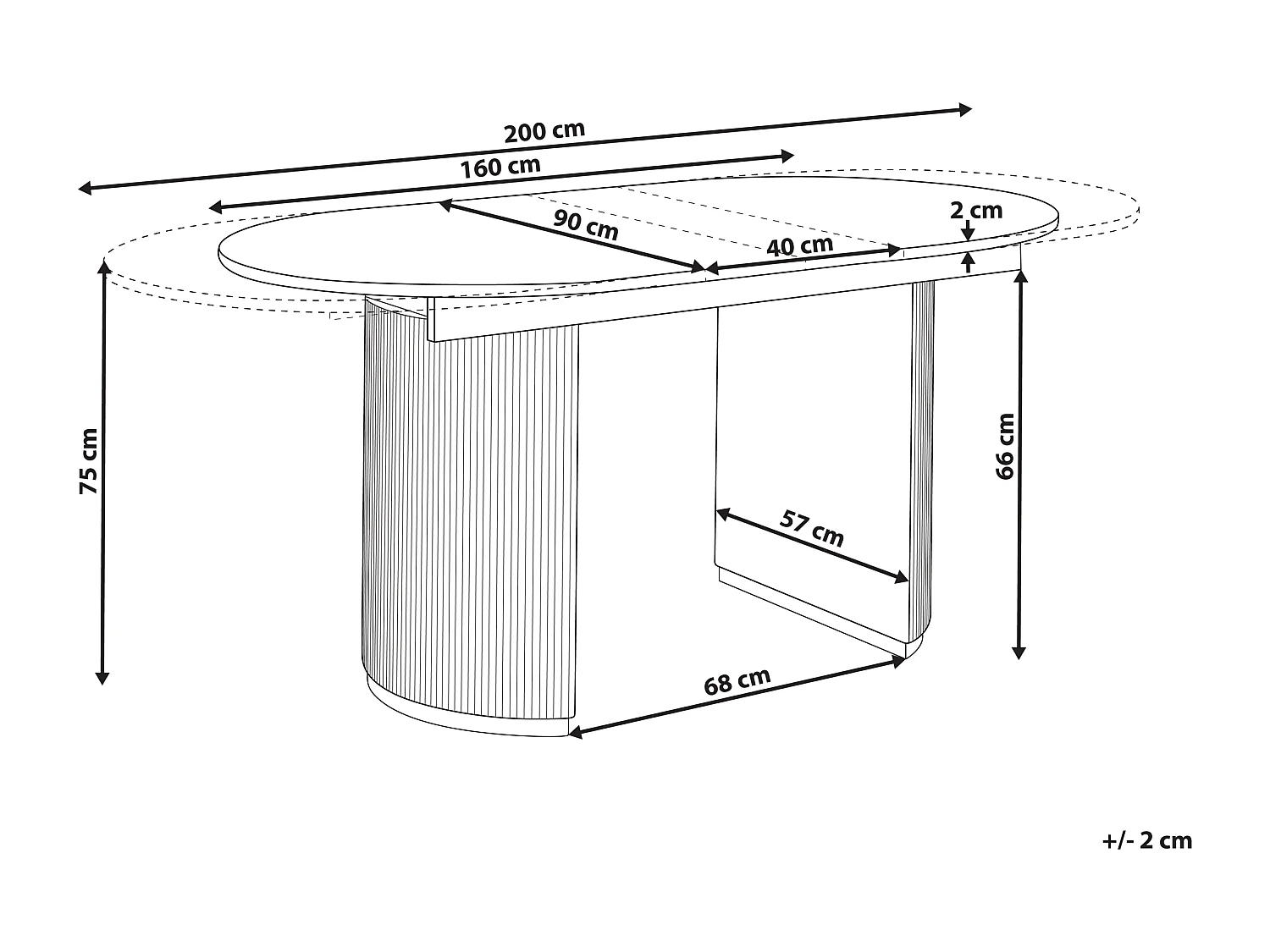 Table de salle à manger extensible DULVERTON Blanc 160/200 cm 90 cm