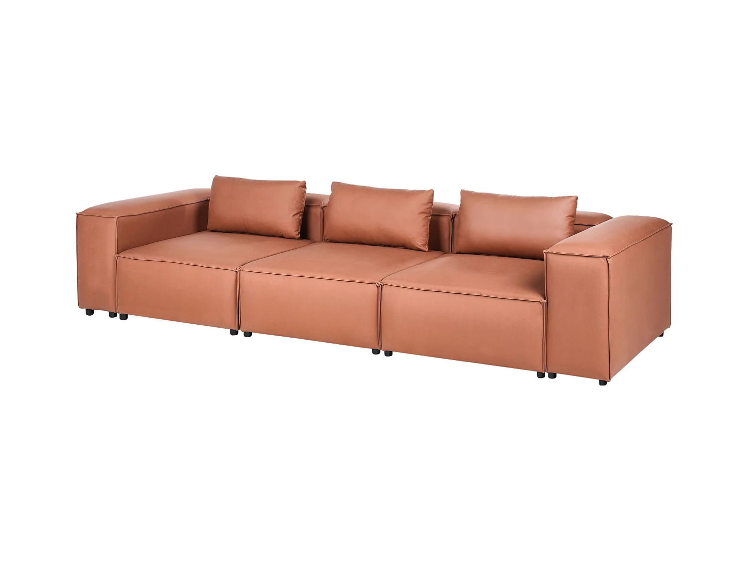 Canapé modulable 3 places BRANDE Cuir PU Marron doré