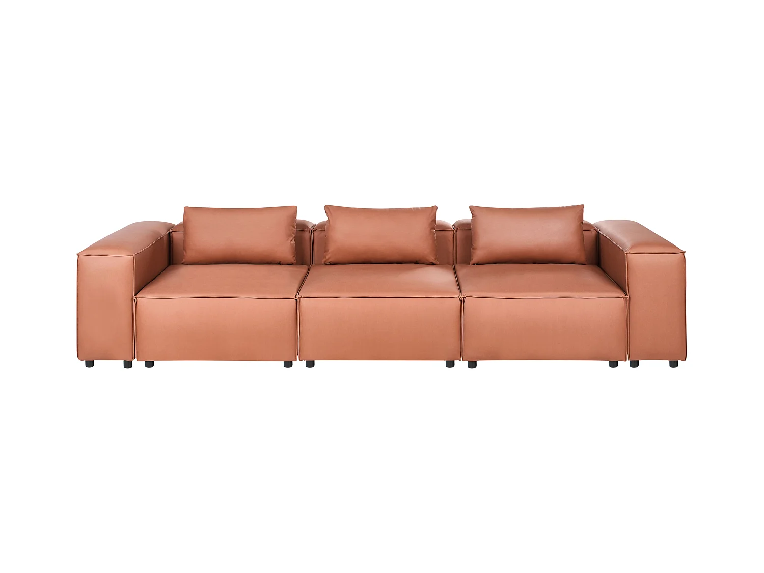 Canapé modulable 3 places BRANDE Cuir PU Marron doré