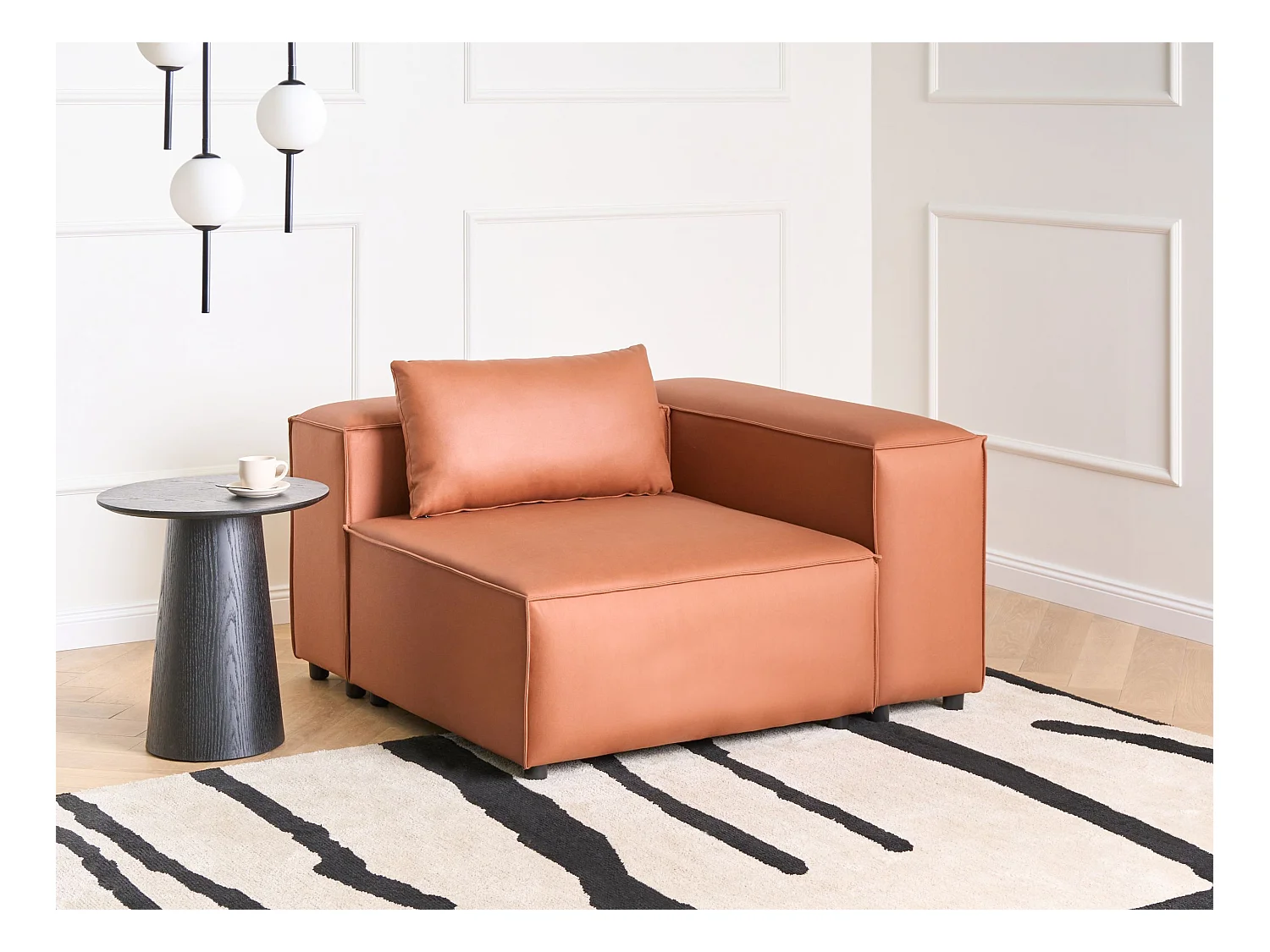 Module d'angle BRANDE Cuir PU Marron doré Symétrique