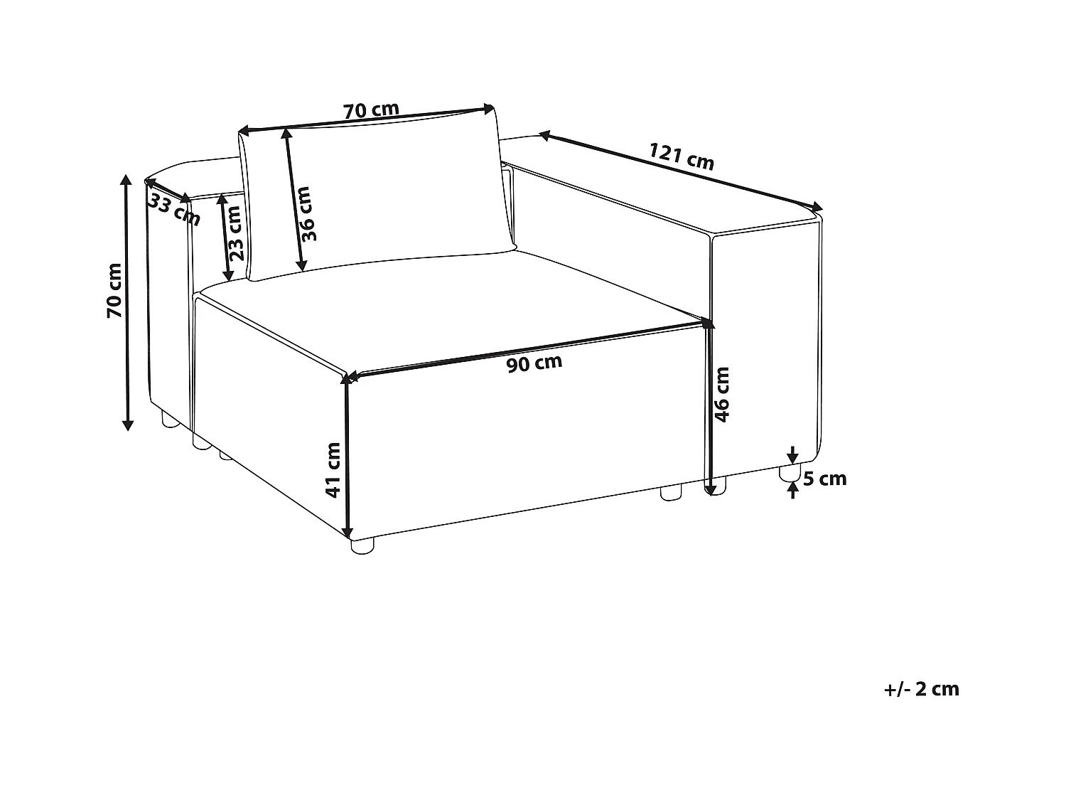 Module d'angle BRANDE Cuir PU Marron doré Symétrique