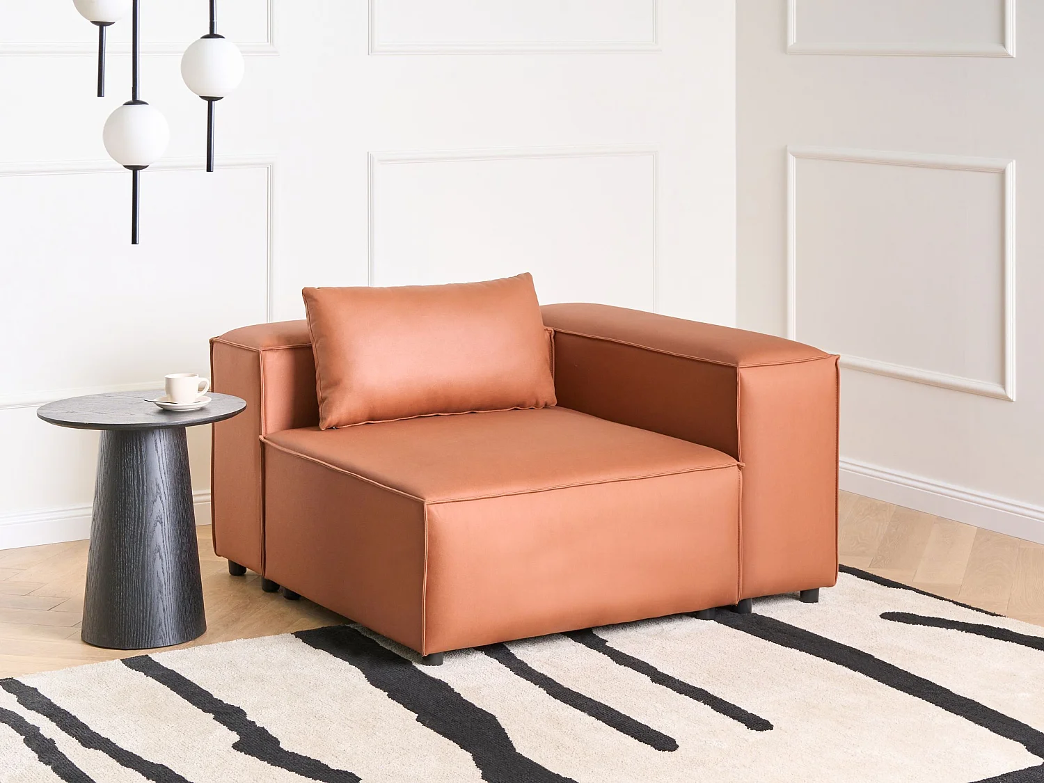 Corner Seat BRANDE Symmetrical Golden Brown Fabric